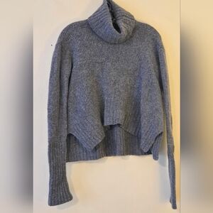 Moth Fireside Sweater Anthropologie Oversized Cowl Turtleneck Wool Grey XS